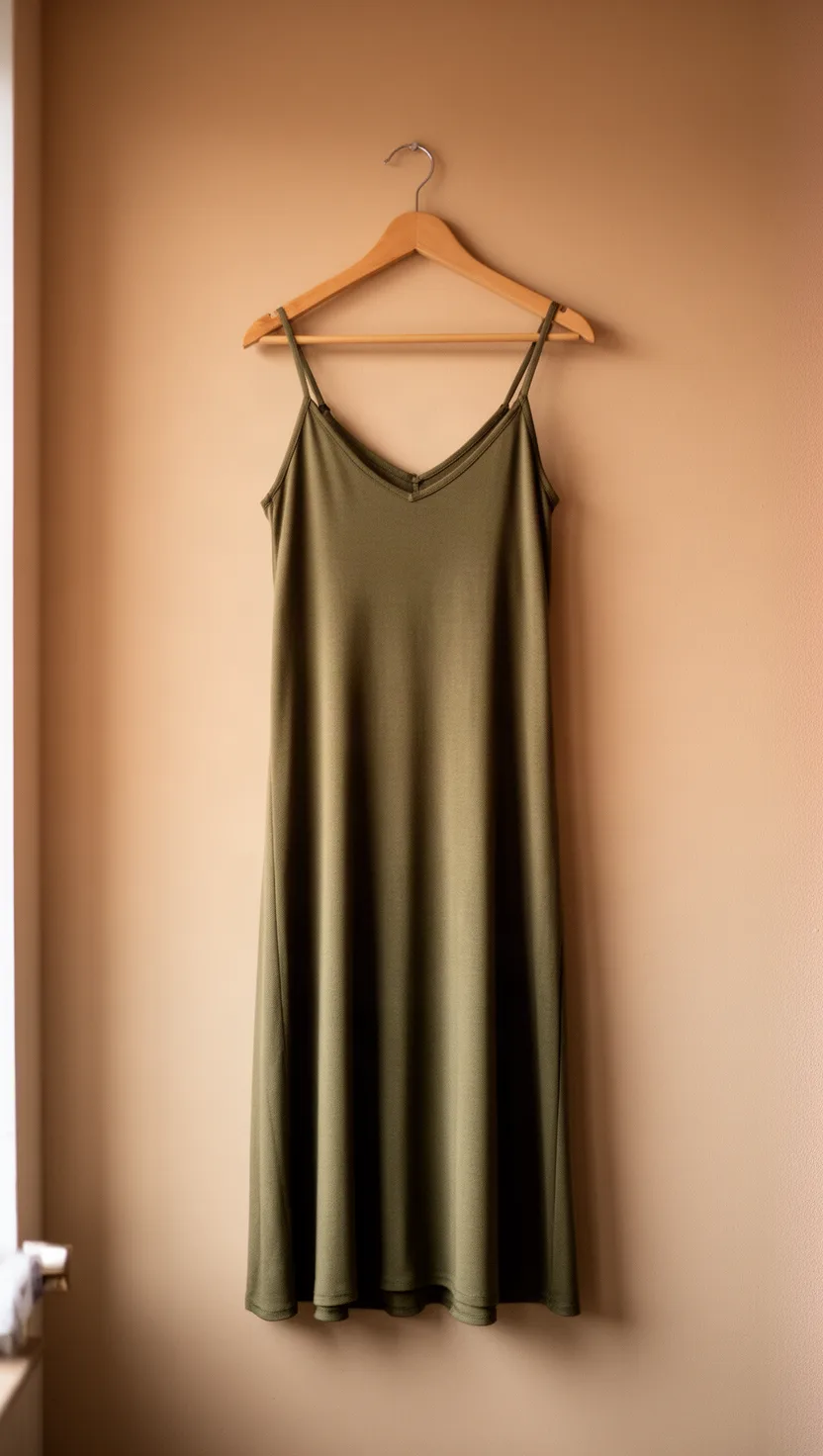 Vestido midi oliva